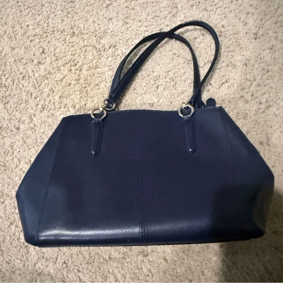 COACH Christie Carryall Satchel Crossgrain Leather Deep Navy Blue F36637 - Picture 8 of 14